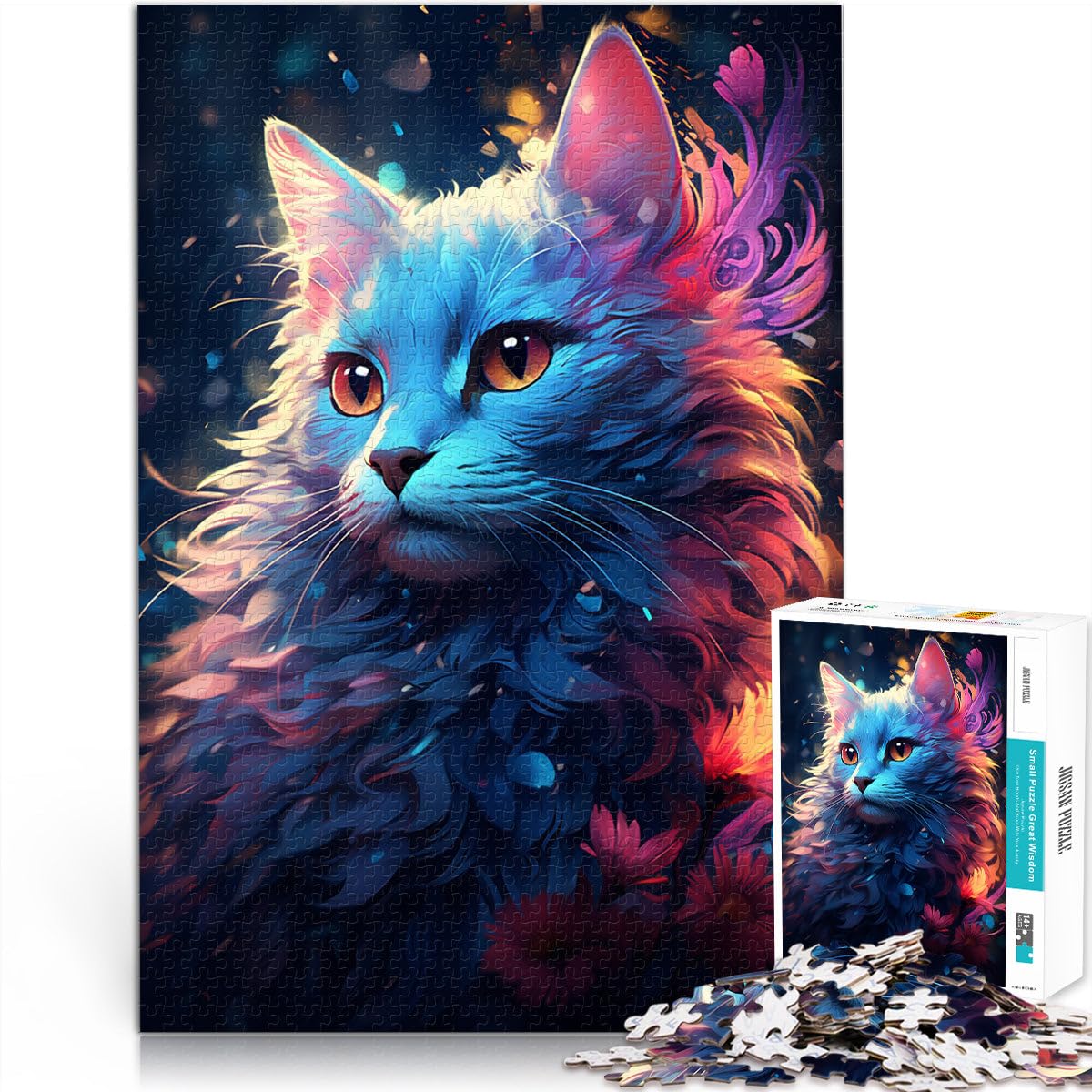 Rompecabezas para adultos gato en las flores 2000 piezas rompecabezas 70 cm x 100 cm tarjeta gris rompecabezas para adultos y familias Aprendizaje Juguetes educativos Juegos en familia