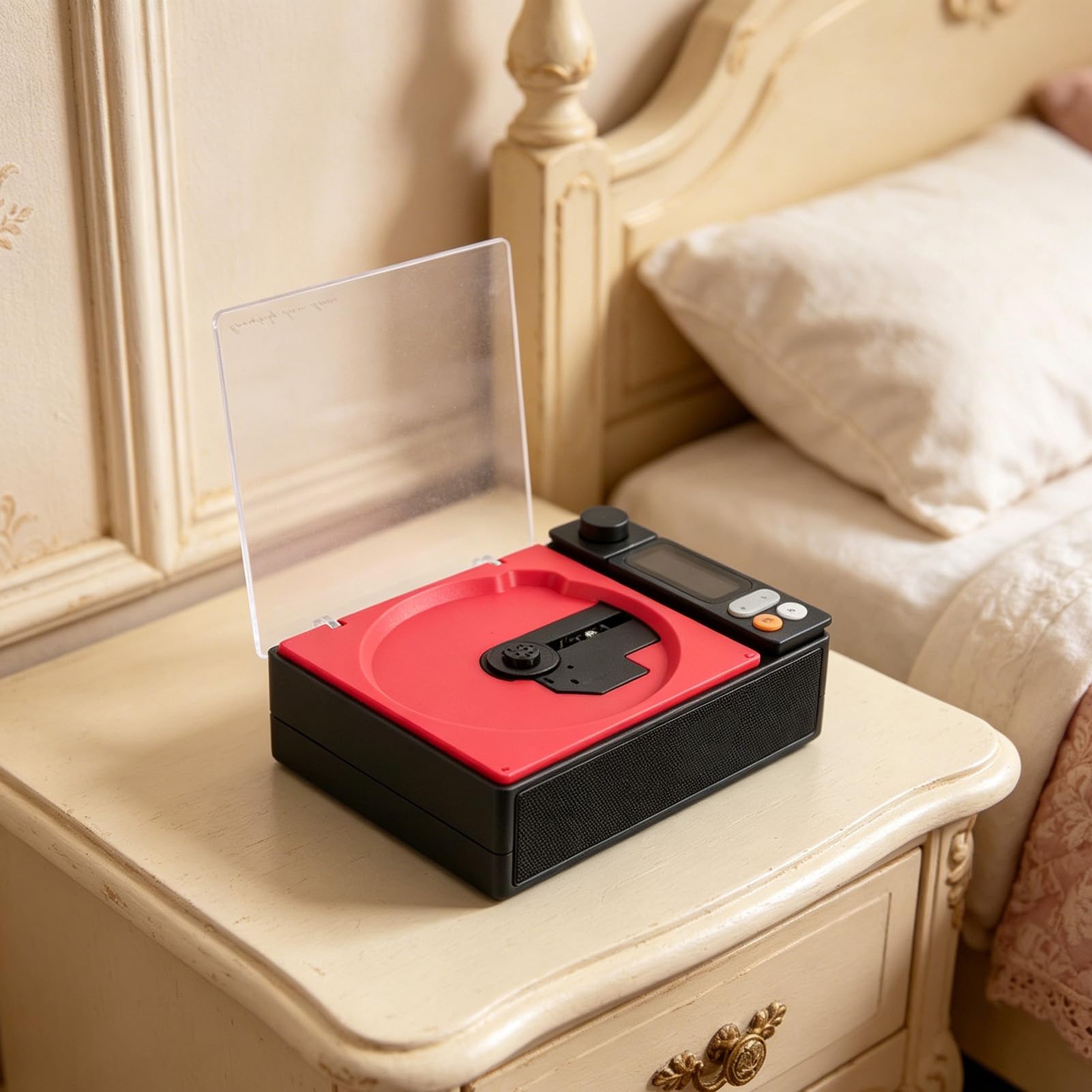 Tangxi Lettore Musicale CD Bluetooth, Lettore Audio HiFi Portatile con Display LCD e Telecomando Wireless, Dispositivo Audio Stereo con Radio FM Multifunzionale per il Tempo Liber (Nero e Rosa)