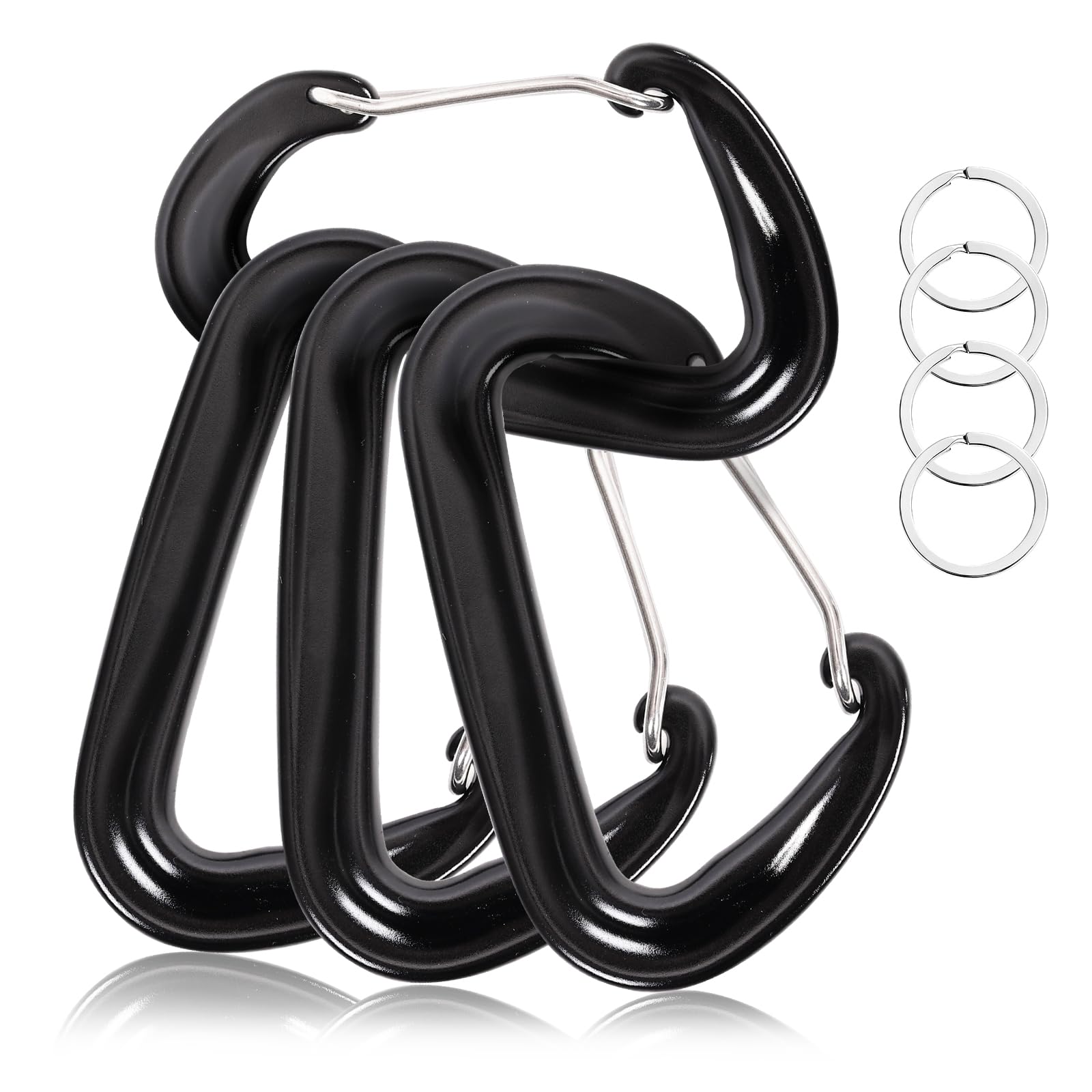 Keychain for Men & Women 4 Packs 12KN Heavy Duty Carabiner Clip with Key Rings, EDC Key Organizer for Car Keys, Outdoor Gear, Camping & Everyday Carry