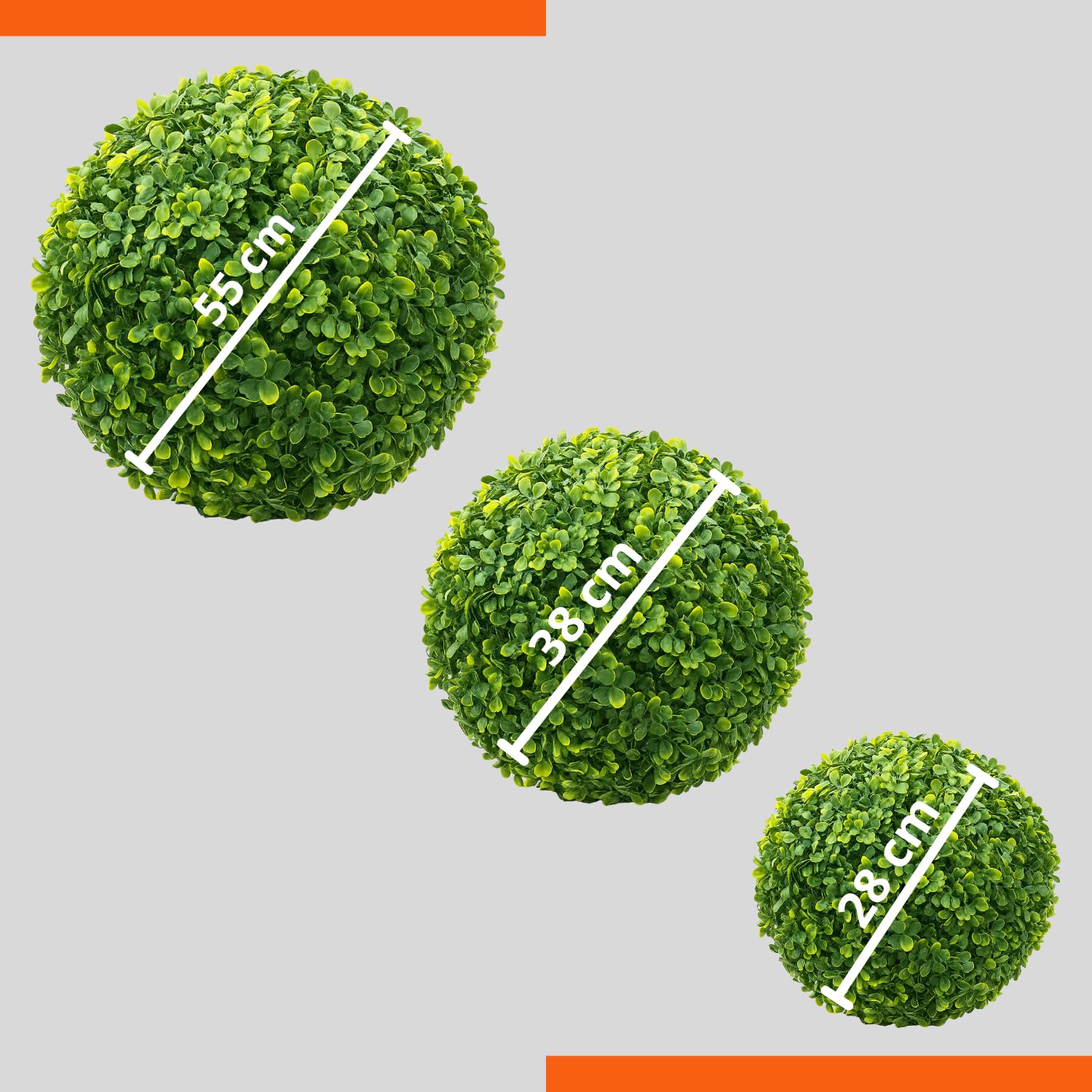 Buxus - Bola de boj sintética para decoración de jardín, color verde (28 cm)