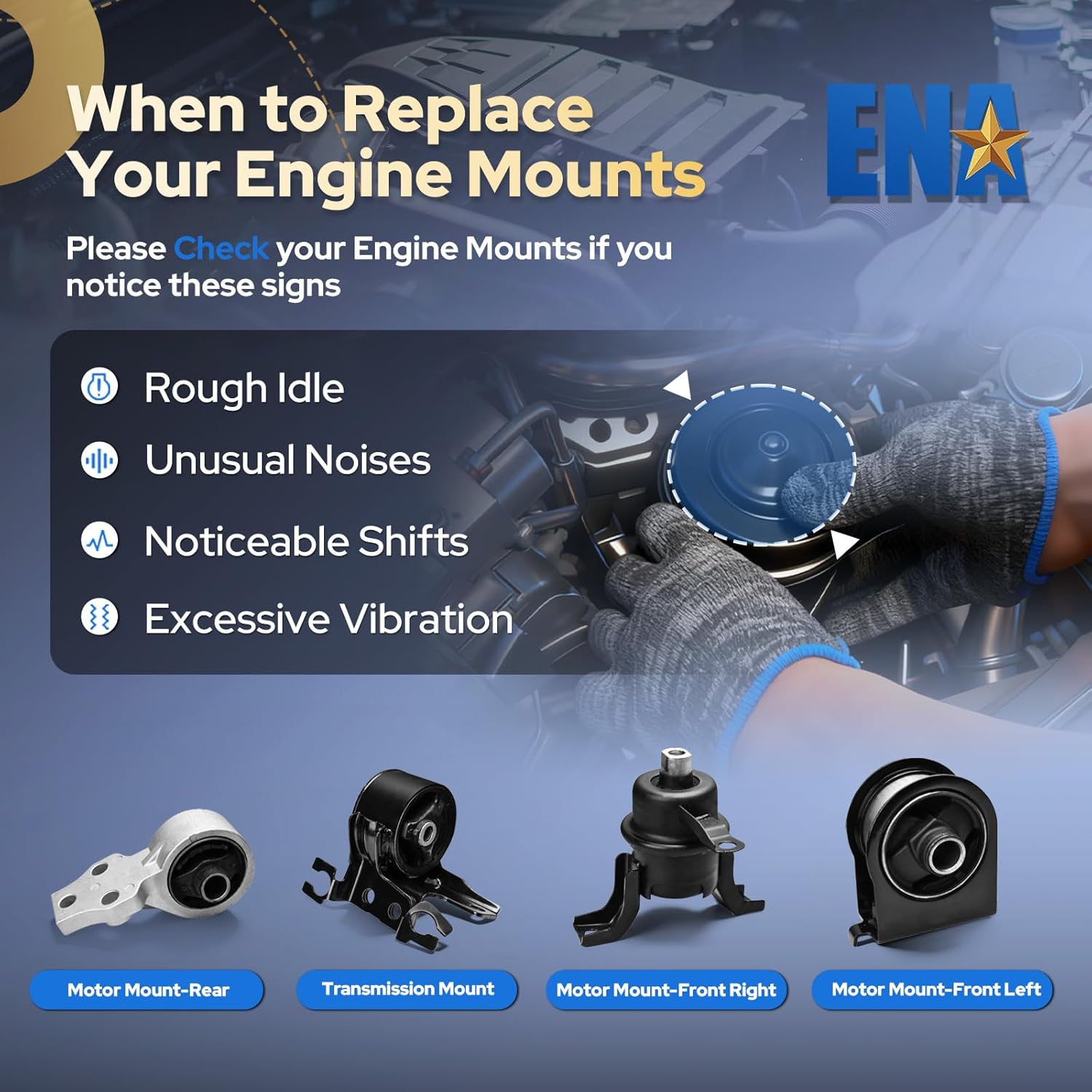 ENA Set of 4 Front Rear Left Engine Motor and Tran Mount 2005 2006 2007 2008 2009 2010 2011 2012 Compatible with Ford Mazda Mercury Escape Tribute Mariner Replacement for A5412 A5441 A5446 A5481