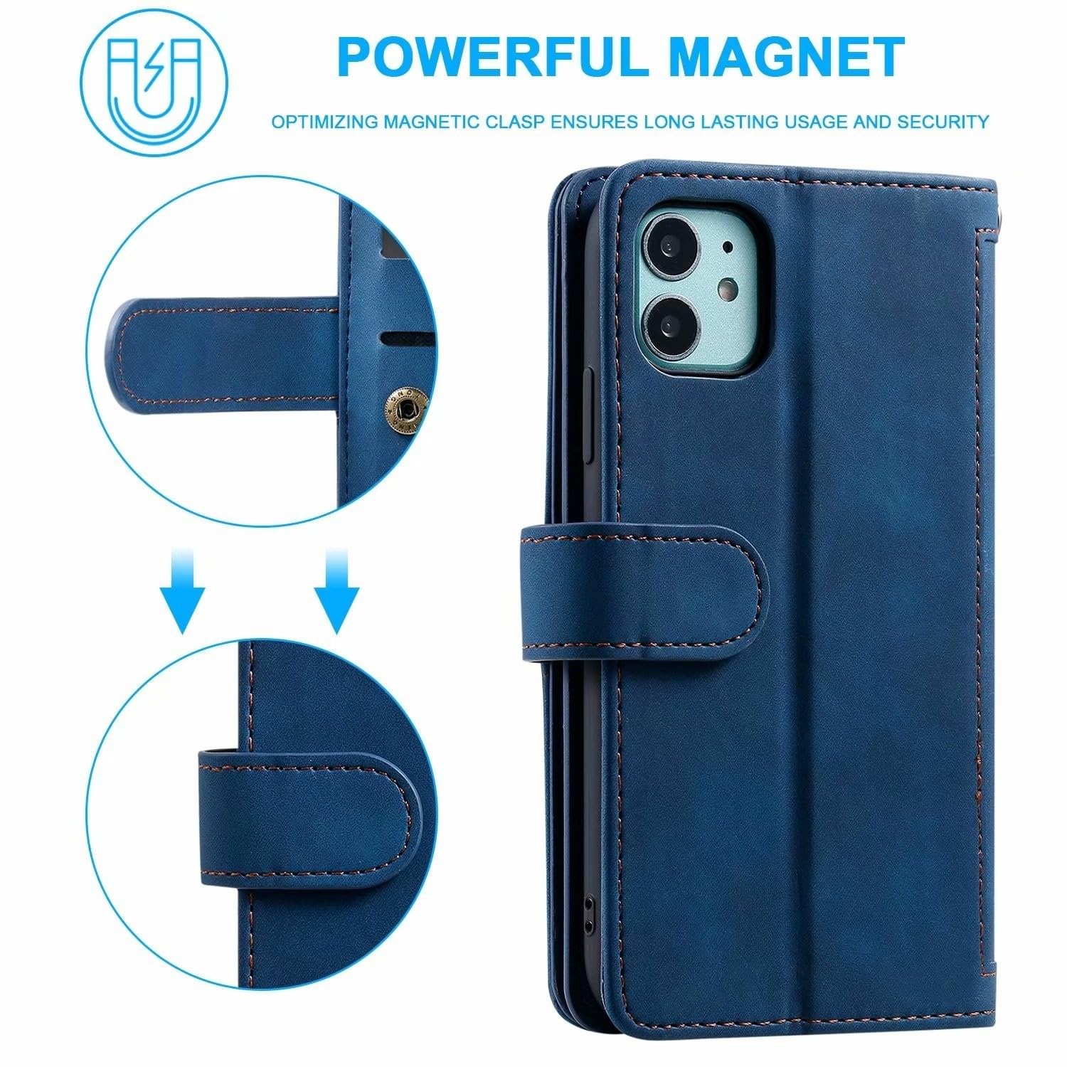 Compatible avec iPhone 8 Plus/7 Plus (couleur : noir) étui portefeuille en cuir à fermeture éclair