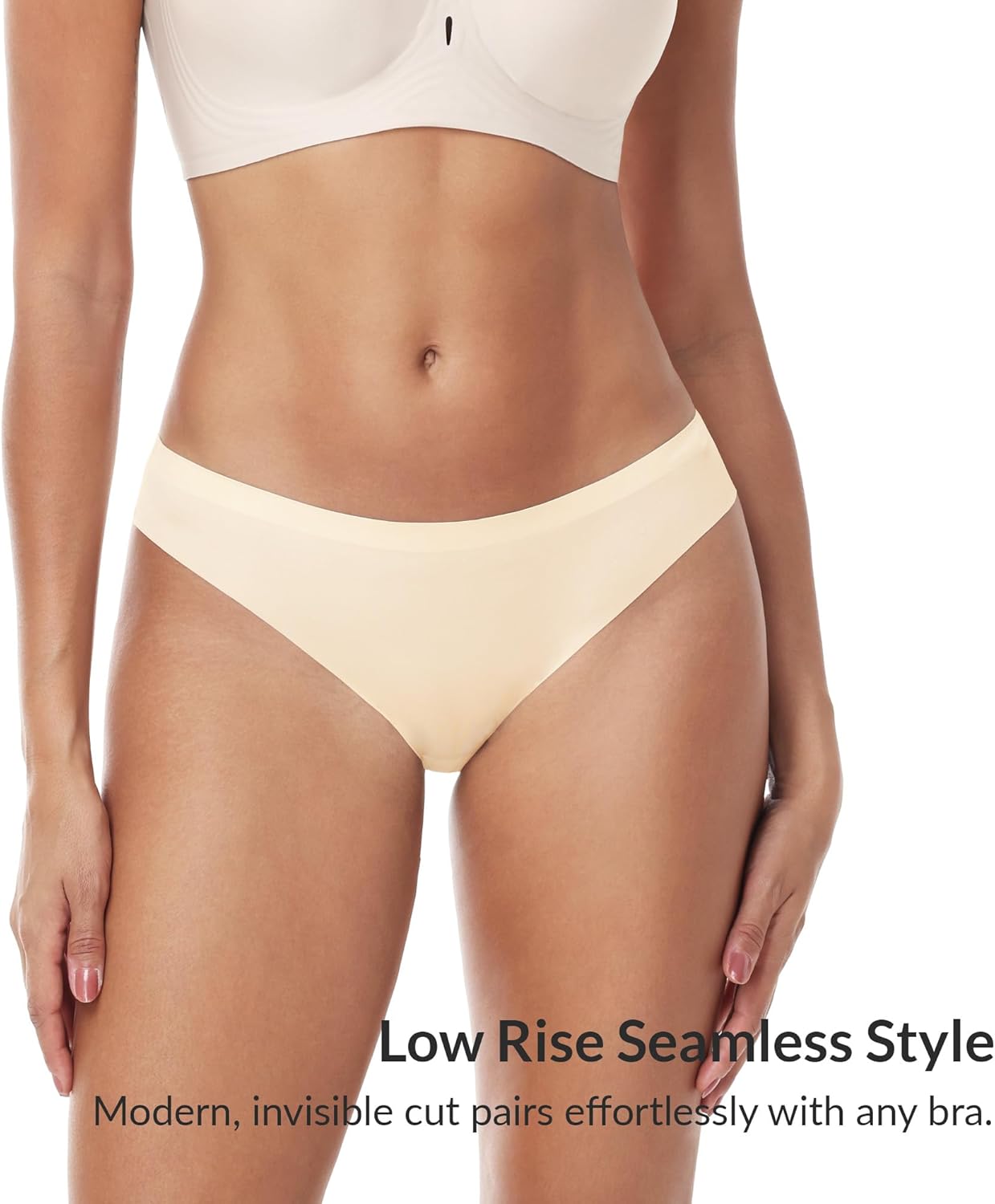 6 Pack Seamless Womens Thong Underwear Hipster No Show Low Rise Sexy Bikini Panties Silky Stretch Breathable Soft - Image 3