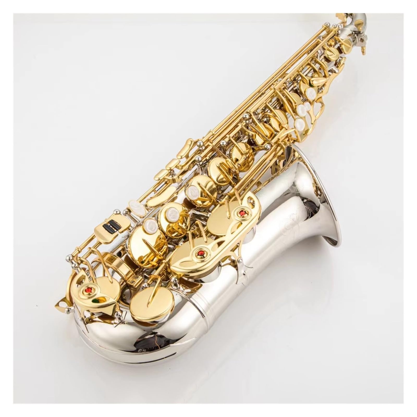 Mib Tune Alto Saxophone E-Flat Nickel Plaqué Or Clé Instrument De Musique Avec Étui Saxophones pour Etudiants