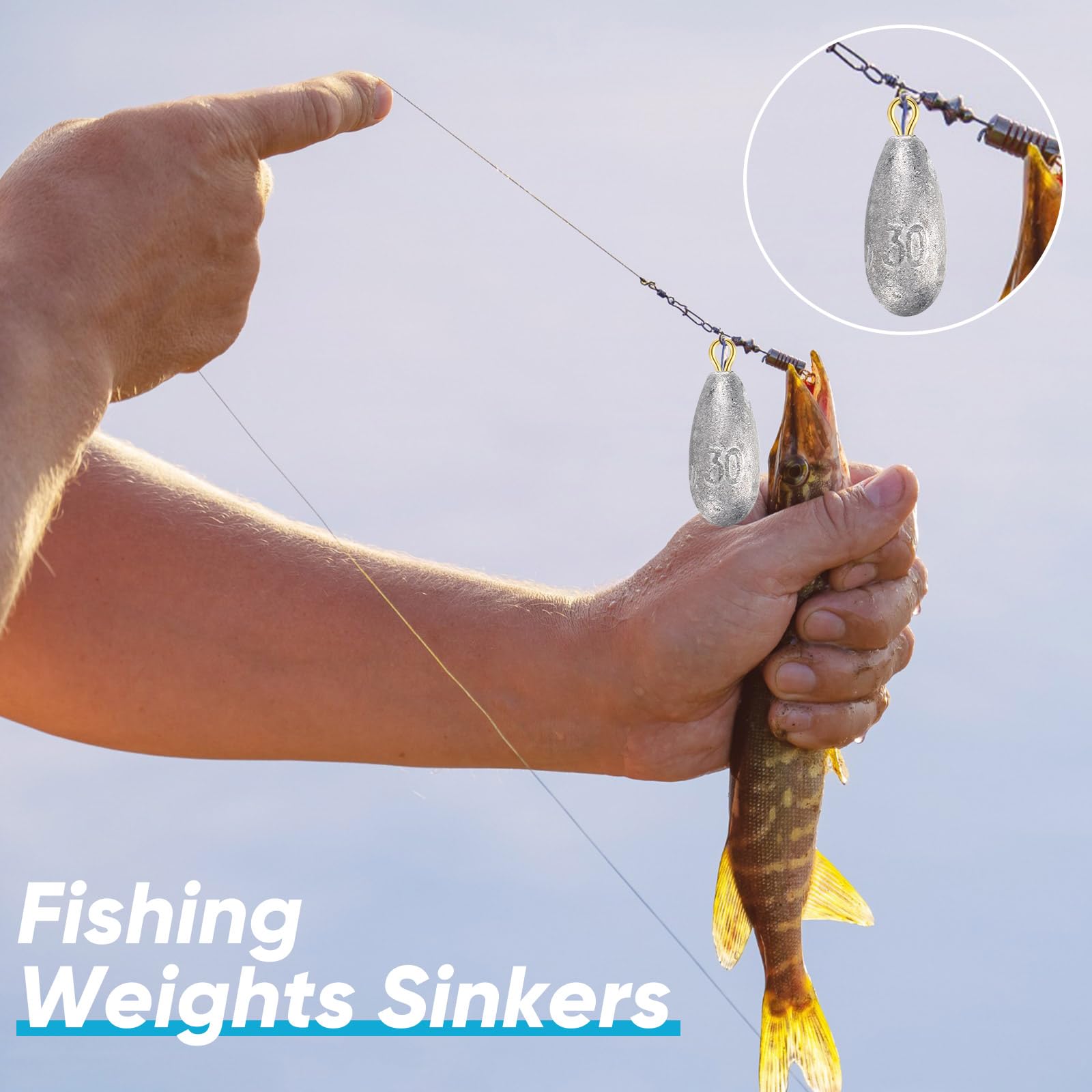 Hiboom Kit de 40 piezas de pesas de pesca, plomos de pesca con forma aerodinámica, plomos de pesca extraíbles, accesorios de pesca de agua salada, 30 g, 40 g, 50 g, 60 g, 100 g