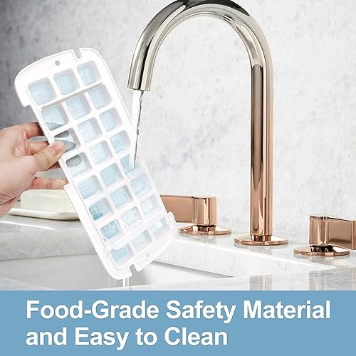 Miniatura 5 de Bandeja de cubitos de hielo con tapa y contenedor de almacenamiento para congelador, moldes de cubitos de hielo de silicona con contenedor de hielo,