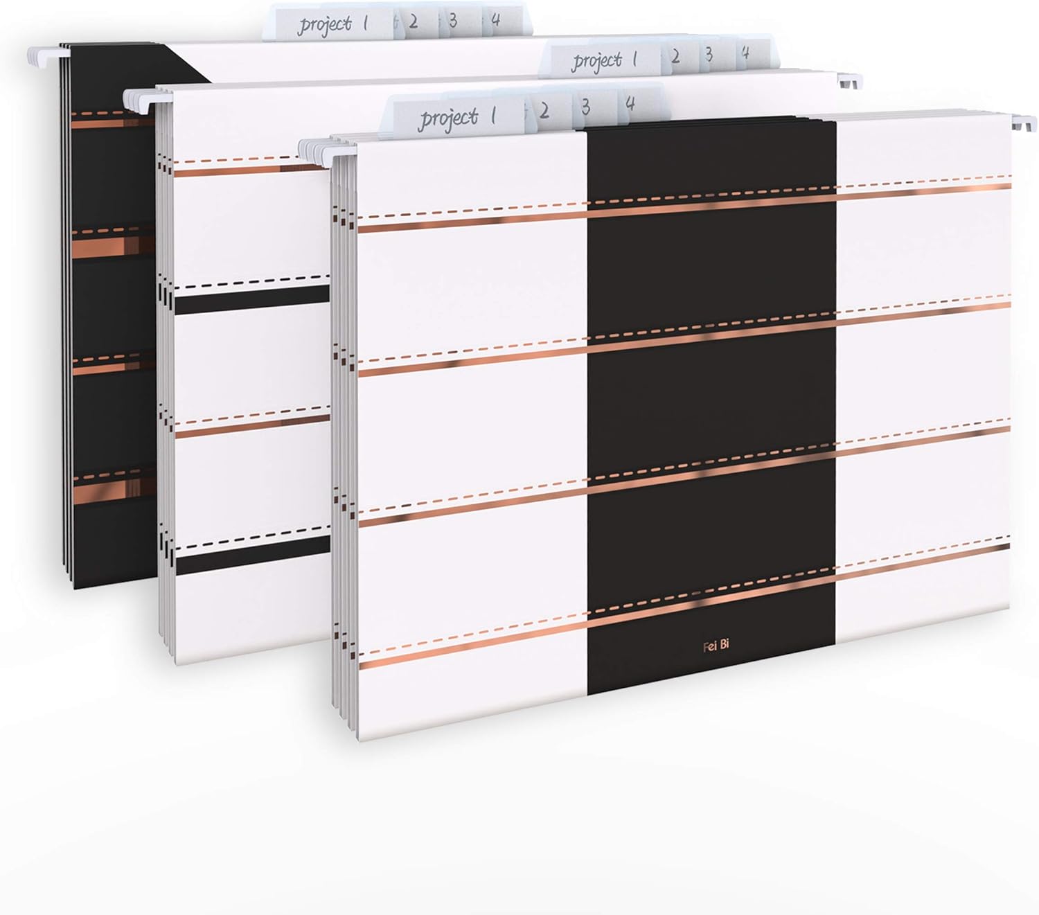 CharaVector Hanging File Folders Letter Size Assorted Durable Refined Design Decorative Hanging File Folder Set, 1/5-Cut Adjustable Tabs, 30pcs for Cabinet,File Organizer, Gold Stripes