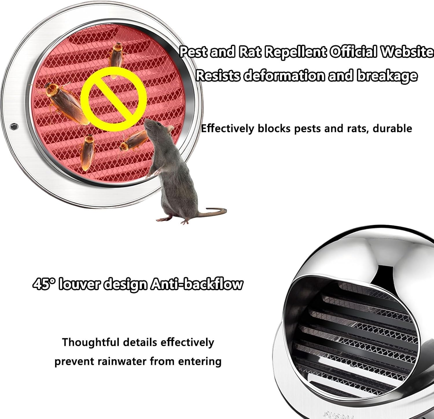 2 Inch ~ 12 Inch Stainless Steel Round Air Vents Cover, Soffit Vents, Outdoor Wall Vent Cover Rain and Snow Protection Metal Vent with Mesh for HVAC System-2pcs(170mm (6.7 inches)2pack)