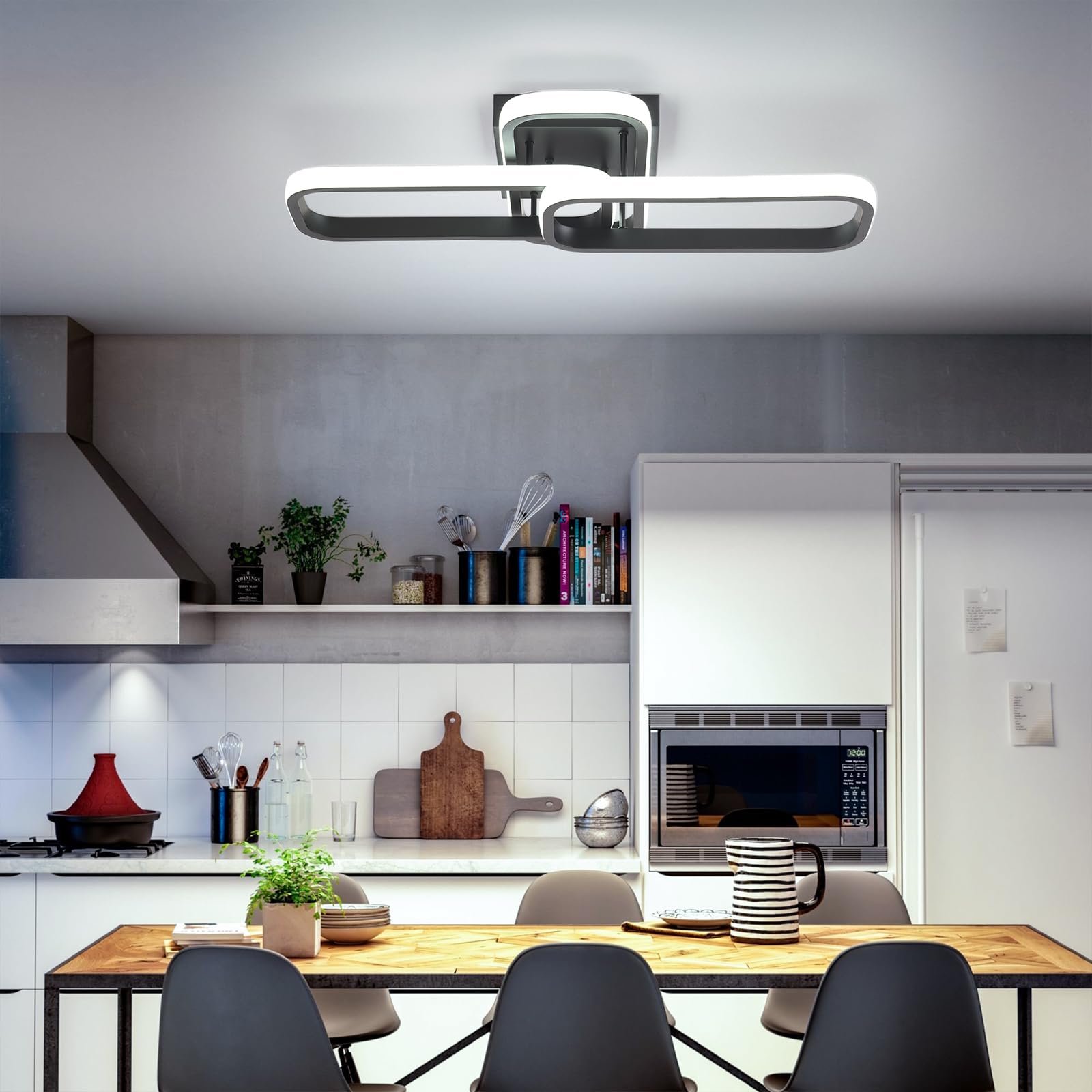 Qcyuui 36W LED Ceiling Light 3-Rectangle Modern Minimalist Flush Mount Lighting 6000K Cool White, for Bedroom Living Room - Image 2