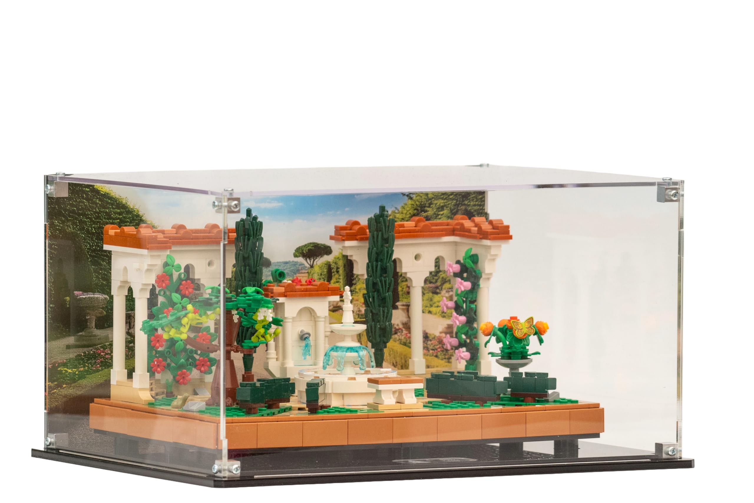 Acrylic Display Case compatible with LEGO® Icons: Fountain Garden (10359) (Clear Back Panel)