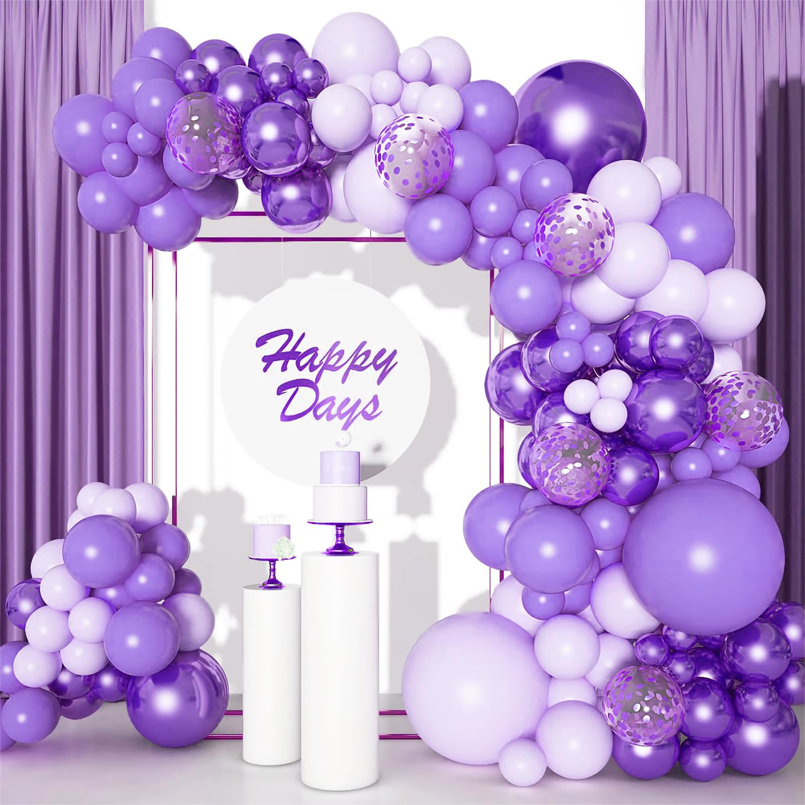 Lila Luftballons Geburtstag Mädchen - 110Stück Luftballon Girlande Mit Lila Ballons,Purple Konfetti Luftballon,ballons Purple Metallischer für Baby Shower Geburtstagsdeko Hochzeit Party Deko Purple
