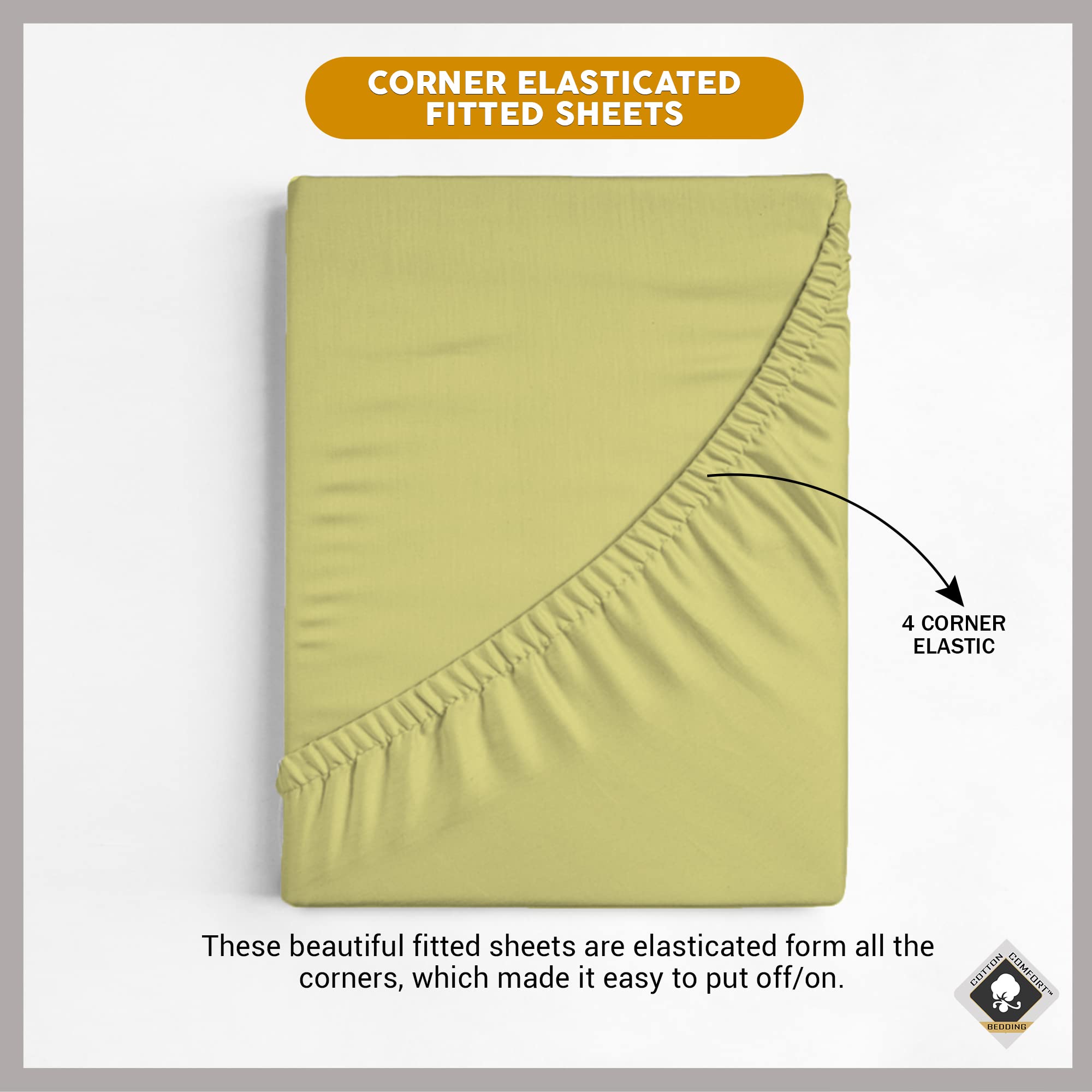 Cotton Comfort Bedding Single Fitted Sheet Deep 35cm for Single Bed 100% Egyptian Cotton 400 Thread Count Fitted Bed Sheets Single Comfortable & Breathable Super Soft Bed Sheets - Image 2
