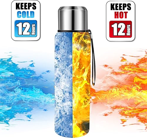 Miniatura 4 de Botella térmica aislada al vacío 33.8 fl oz33oz con taza Botellas de café de acero inoxidable para botella de agua fría y caliente (verde, 33.8 fl