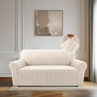 BellaHills Elastische Sofabezug Übergröße 2 Sitzer (170-185CM), High Stretch Couchbezug Sofaschoner rutschfest für Hunde Haustiere, Natürlich