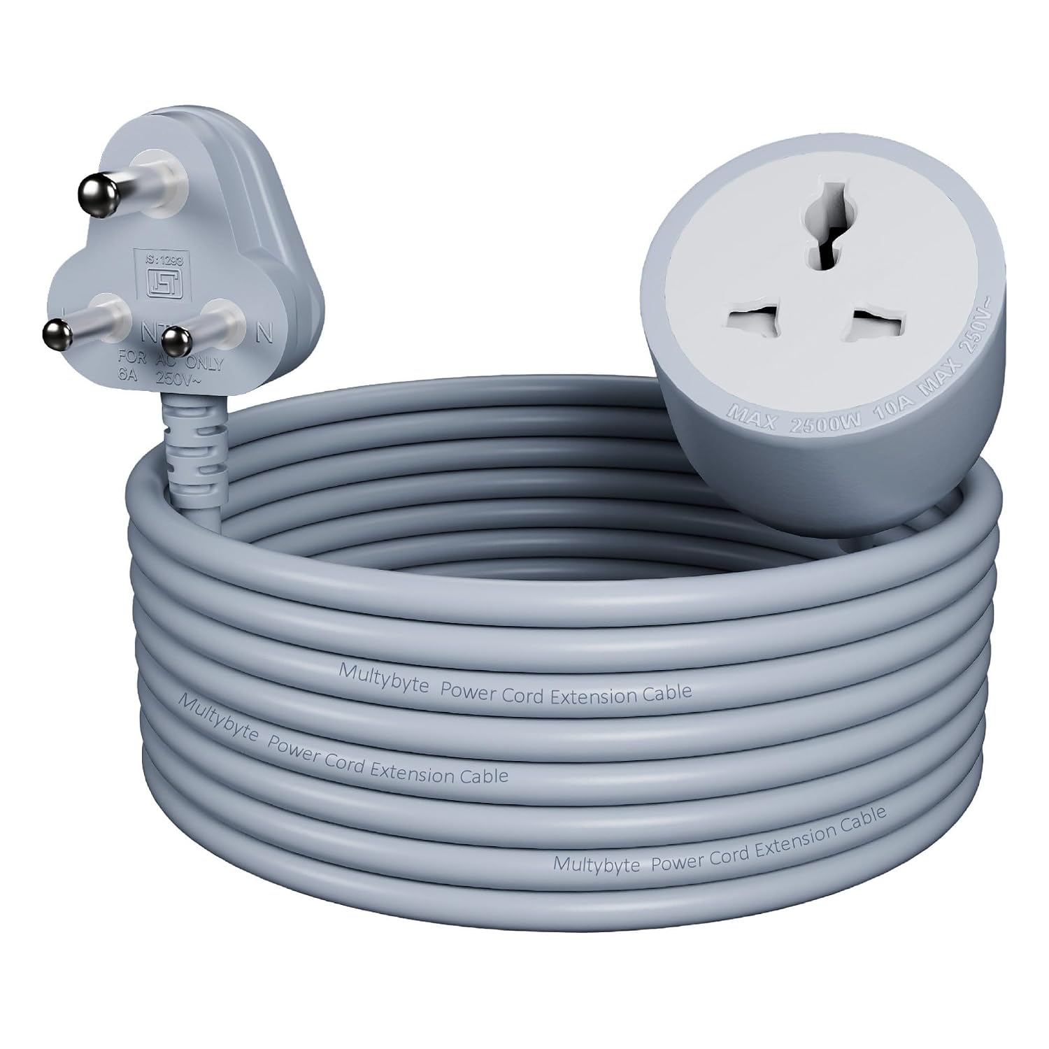 Buy Multybyte 3-Pin Extension Cord, Heavy Duty 10 Meter Wire, Single ...