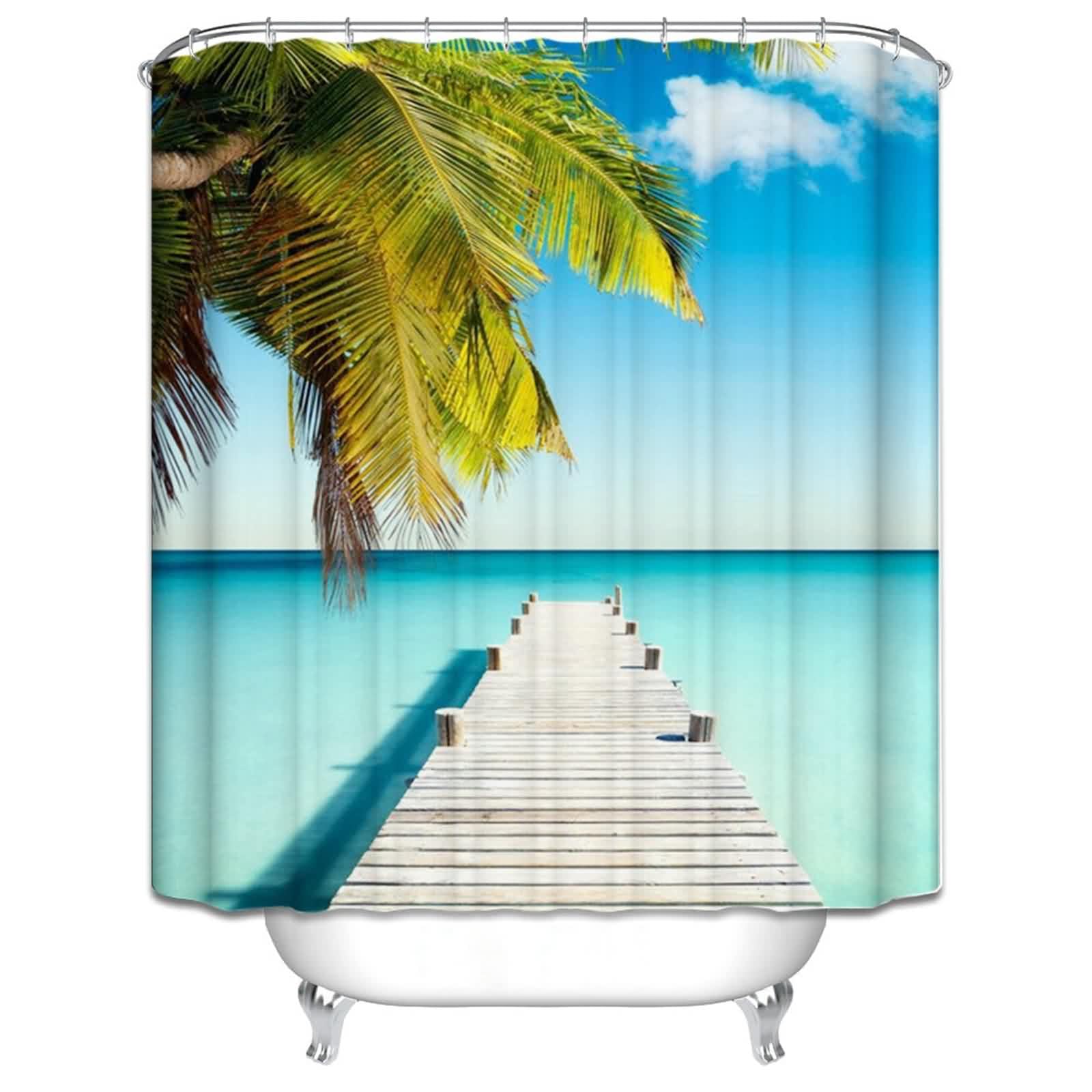 Rideau de douche en lin cocotier 180x180 cm avec anneaux et oeillets