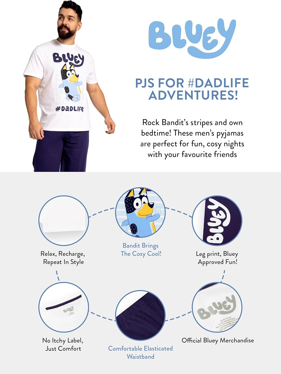 Bluey Pajamas | Cotton Mens Pajamas Set For Daddy | Dad Mens Pjs - Image 6