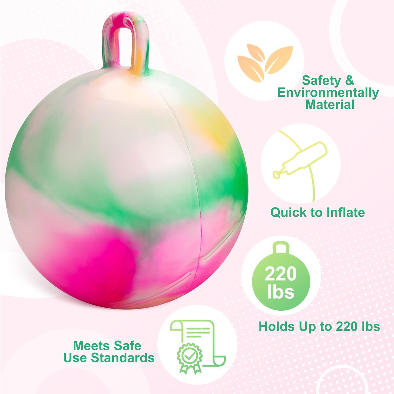 ZOOJOY Clouds Hopper Ball, Hopping Toys for Kids, 22 Inch Bouncy Ball with Handle for Boys Girls Aged 10+, Inflatable Clouds Bounce Hopper Toy with Pump