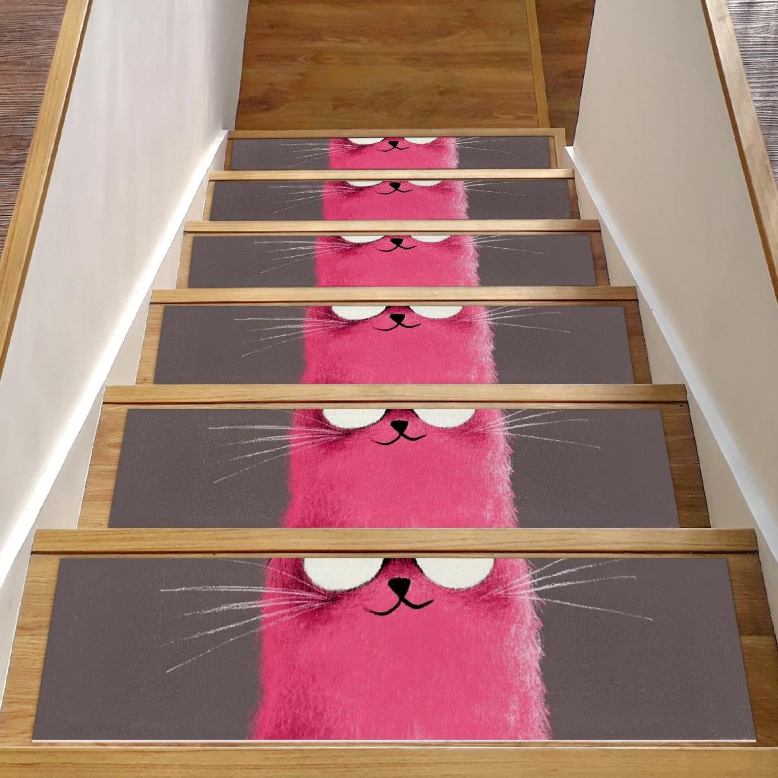 Alfombras para escaleras de gato rosa CHENZZZZ de 30x8 pulgadas antideslizantes