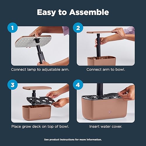 Miniatura 6 de AeroGarden Harvest Lite en Mocha, Jardín hidropónico interior libre de suelo con luz LED de cultivo para jardinería de hasta 6 hierbas y vegetales