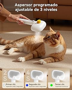 ROJECO 3-in-1 Pet Steam Brush for Cats&Dogs-Pet Spray Hair Removal Detangling Comb with Adjustable Mist,Handheld Deshedding Grooming Tool for Long/Short Hair,Massage Brush & Shedding Control,Cordless