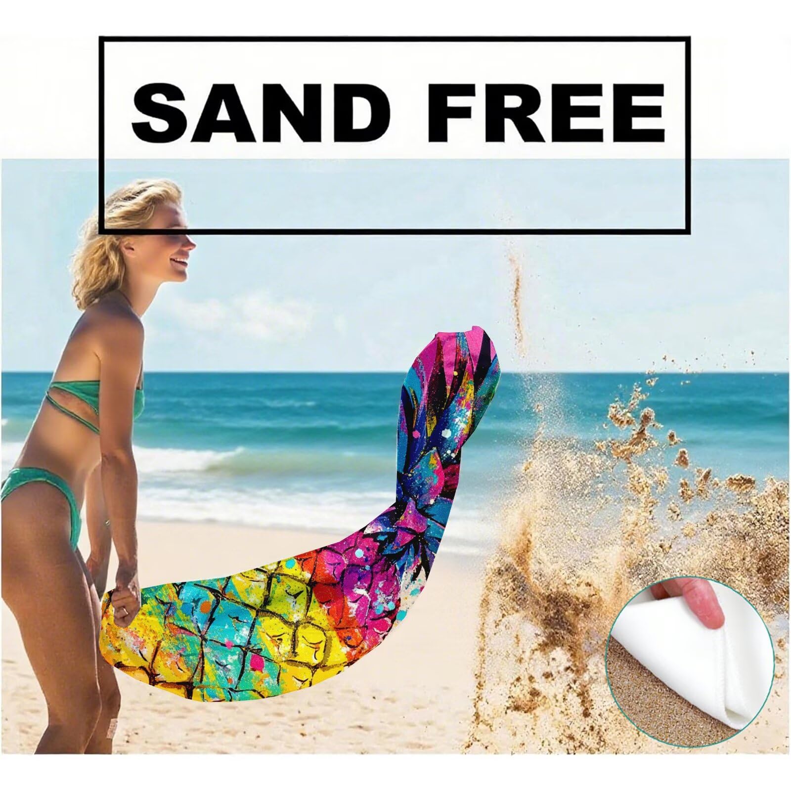 Serviette de Plage Microfibre Serviette Plage 100x150 cm 2 Pack Séchage Rapide, Anti-Sable, Absorbante Fonction drap de plage xxl pour Bain Sport Voyages Sauna Piscine Yoga, avec Sac Couleur Q-476
