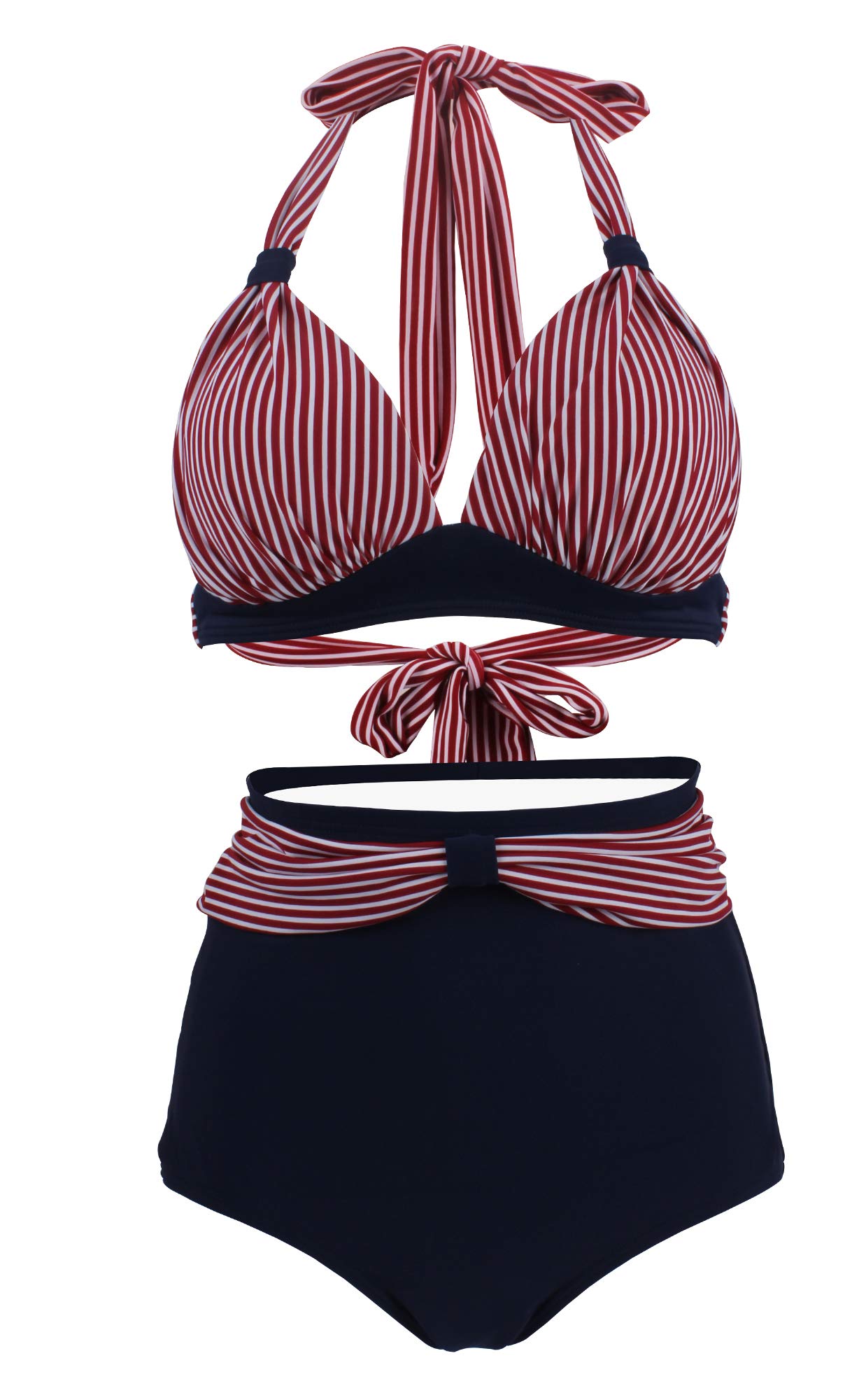 Women's Floral Halter High Waist Bikini Swimsuit Floral Printing Bathing Suits 2 Pieces