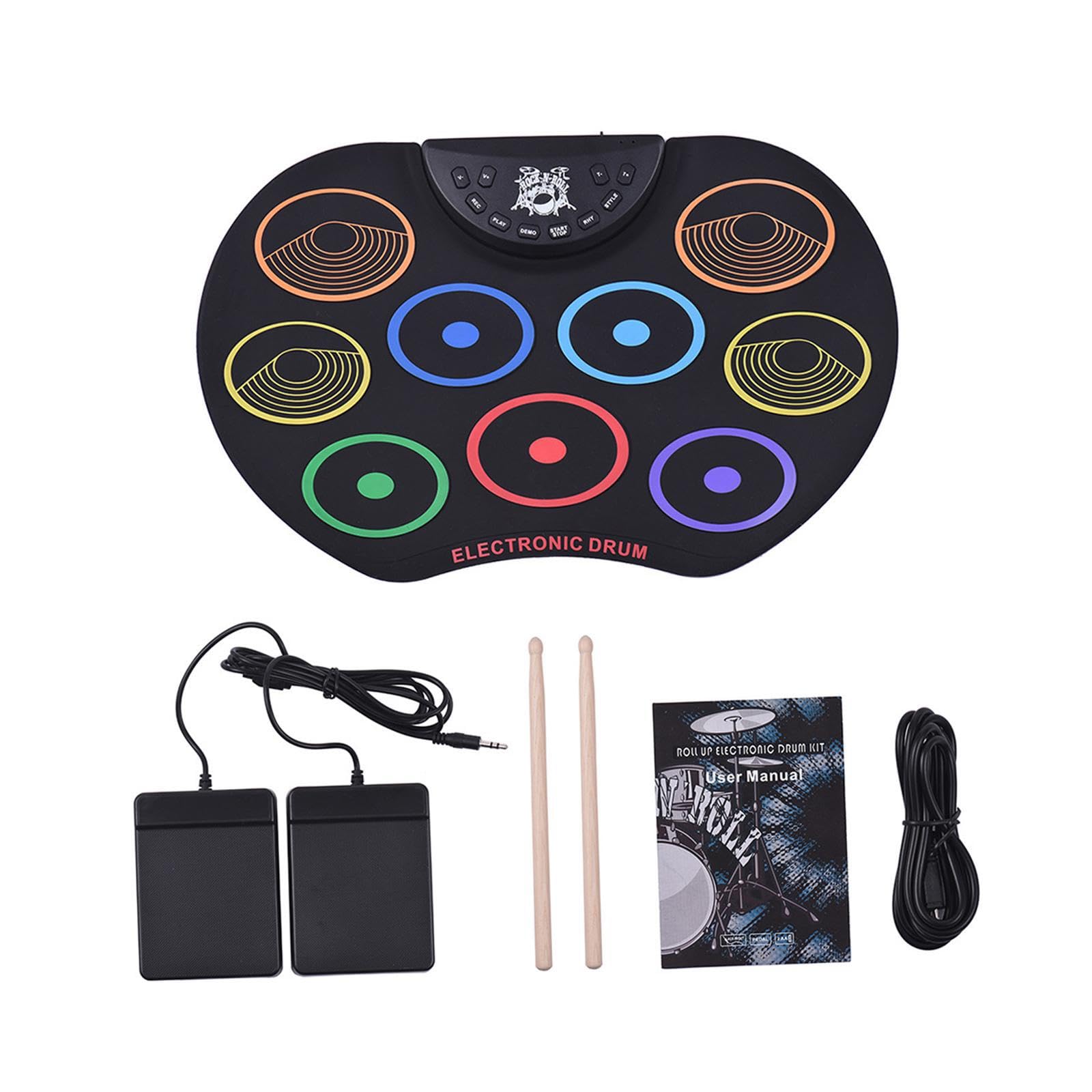 5 Baterías electrónicas compactas y portátiles, kits de batería, máquina de práctica con pads, múltiples funciones, salida de audio, máquina de pads digitales,
