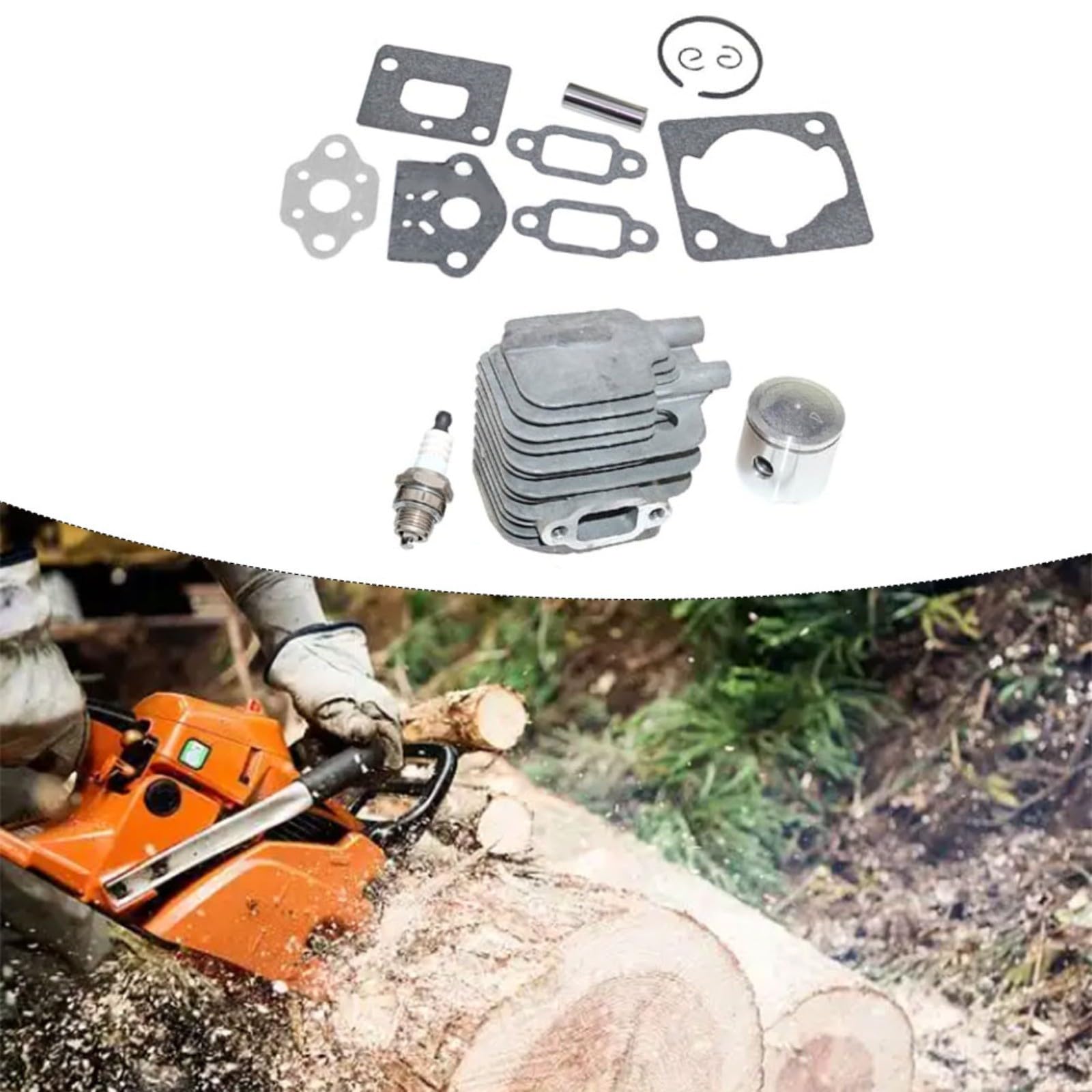 Zylinder und Kolben-Set für Echo Srm-220Es, Srm-222Es, Srm-235, Srm-235Es, Srm-236, Srm-236Es, C226S, F226S, T226S, inkl. Funkenstopper und Dichtungen für Garten