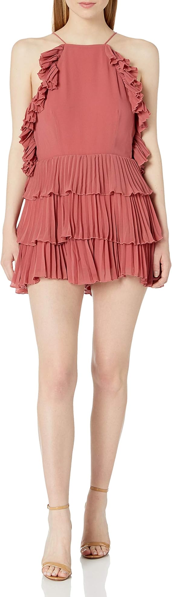 red sleeveless romper