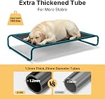 Veehoo Outdoor Elevated Dog Bed, Raised Dog Cot for Large Dogs, Washable Cooling Pet Hammock with Thickened Frame, Durable Teslin Mesh & Anti-Slip Rubber Feet, Use for Indoor or Camping, 105 x 65 cm