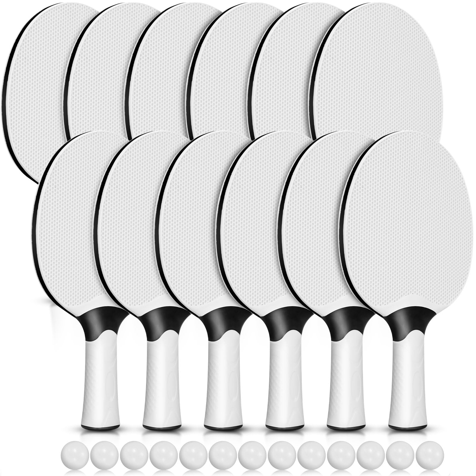 Junkin 12-teiliges Tischtennisschläger-Set, professionelles Schläger-Set, tragbarer Verbundgummi-Tischtennisschläger mit 12 Bällen für drinnen und draußen