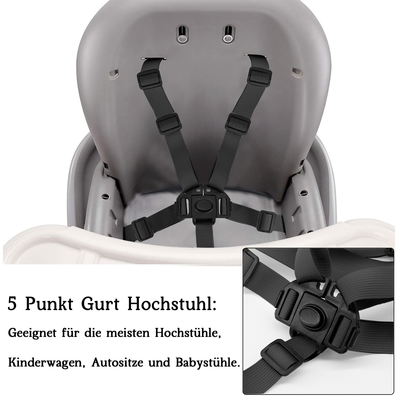 Sicherheitsgurt für Tripp Trapp Hochstuhl - Verstellbare 5-Punkt-Gurt für Baby und Kinder - Universal Gurt für Kindersitz, Auto, Kinderwagen