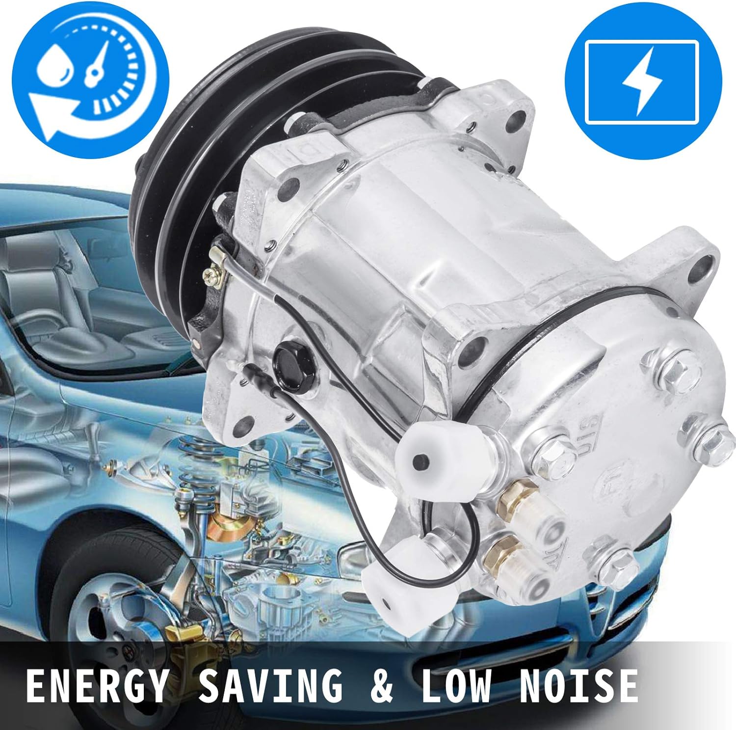 AC Compressor & Clutch Replaces Sanden SD508 Model for CO 4510C Freightliner ABPN83304052 Mack 4510SAN 304052 Kenworth 4509 4510 6626 6664 6668