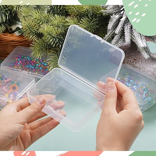 Miniatura 3 de ISKYBOB 6 Paquetes Contenedores de Almacenamiento Pequeños Rectangulares de Plástico Transparente Caja Estuche con Tapa con Bisagras Organizador de