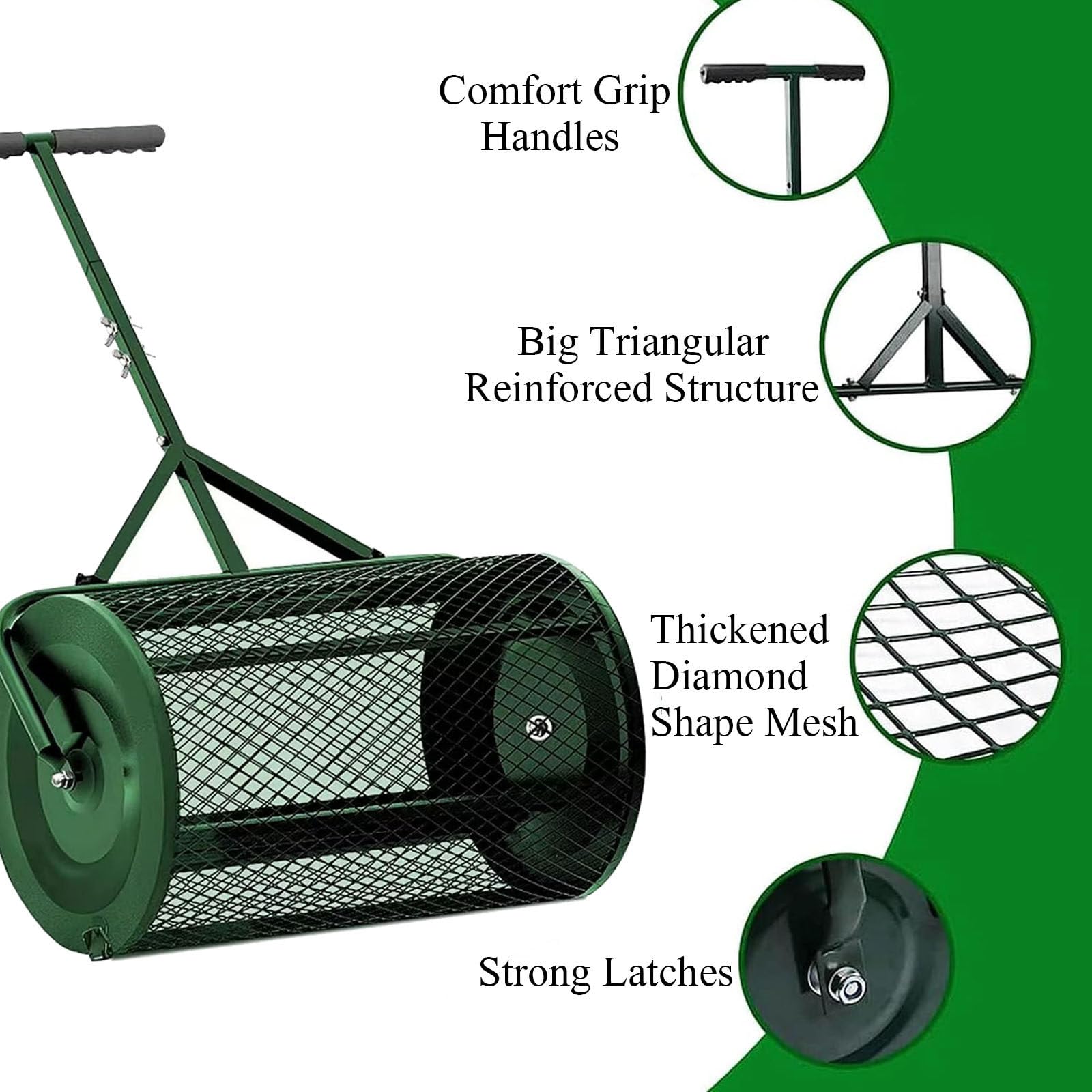 esparcidor de abono,esparcidor de Musgo de turba,esparcidor de Musgo de turba,esparcidor de Musgo de turba,esparcidor de abono de jardín,Green-32 * 60cm