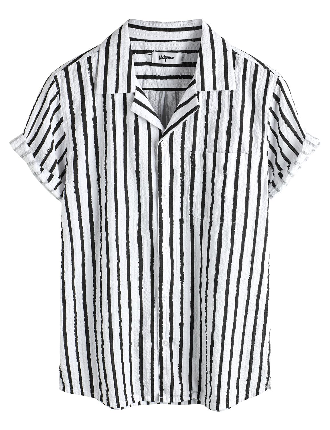 VATPAVE Mens Striped Summer Shirt Casual Button Down Short Sleeve Beach Shirts Cotton Shirts for Men