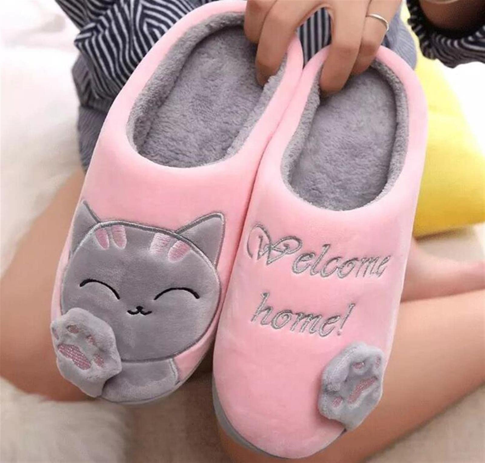 Desconocido Zapatillas Casa Mujer con Forro De Felpa Y Suela Dura - Cómodas/Blanditas/Mulliditas Y Calentitas, Unisex-Adulto (pink1 37/38)