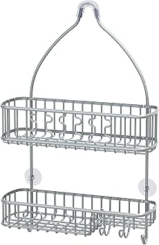 Simple Houseware Bathroom Hanging Shower Head Caddy Organizer, Silver 26 x 16 x 5.5 inches