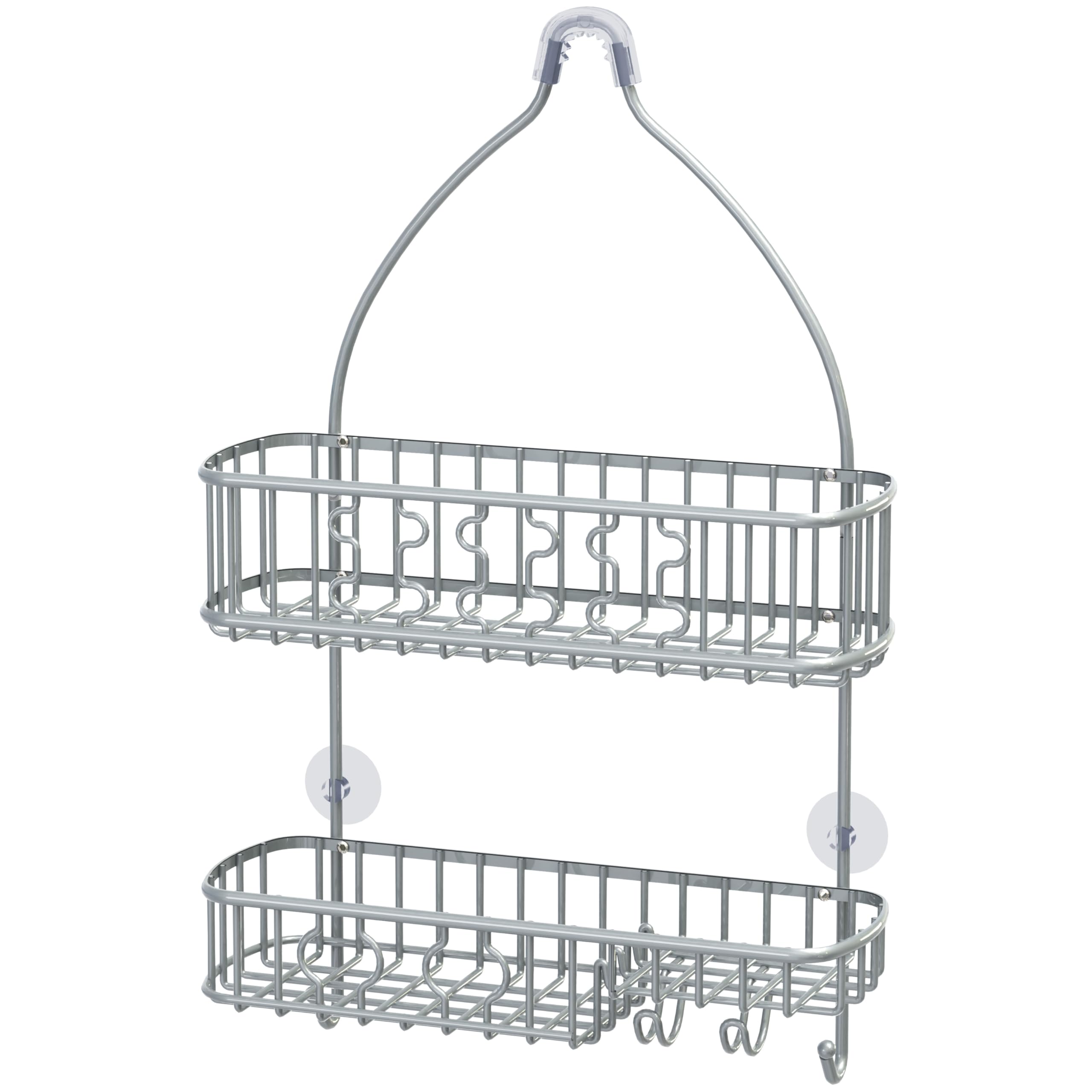 Simple Houseware Bathroom Hanging Shower Head Caddy Organizer Silver 26 x 16 x 5 5 inches