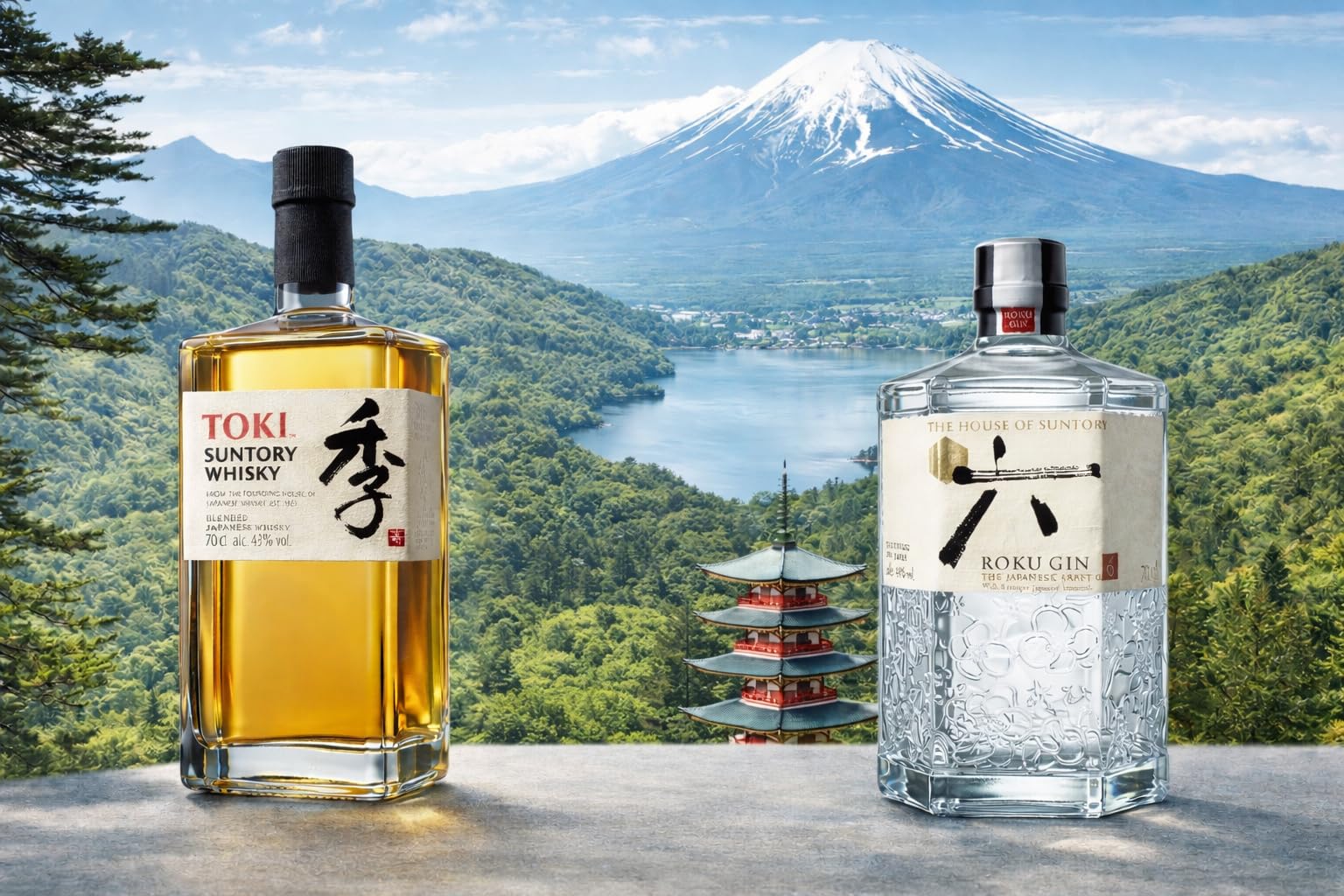 Pack Suntory Japón Premium: Toki Blended Whisky + Roku Gin Artesanal – Estuche Doble 70cl