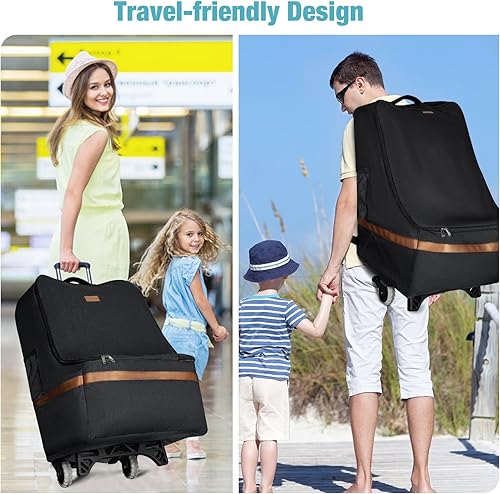 Miniatura 7 de Bolsa de viaje mejorada para asiento de automóvil con ruedas, bolsas de asiento de automóvil para viajes aéreos, bolsa de almacenamiento de asiento