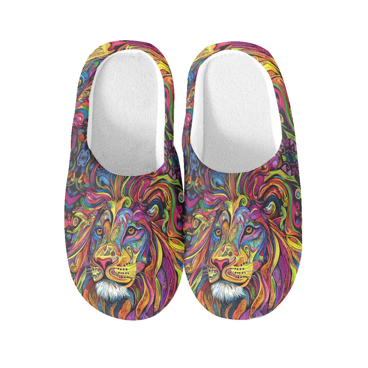 Pantoufles lion en coton antidérapantes taille XXXL pour hiver