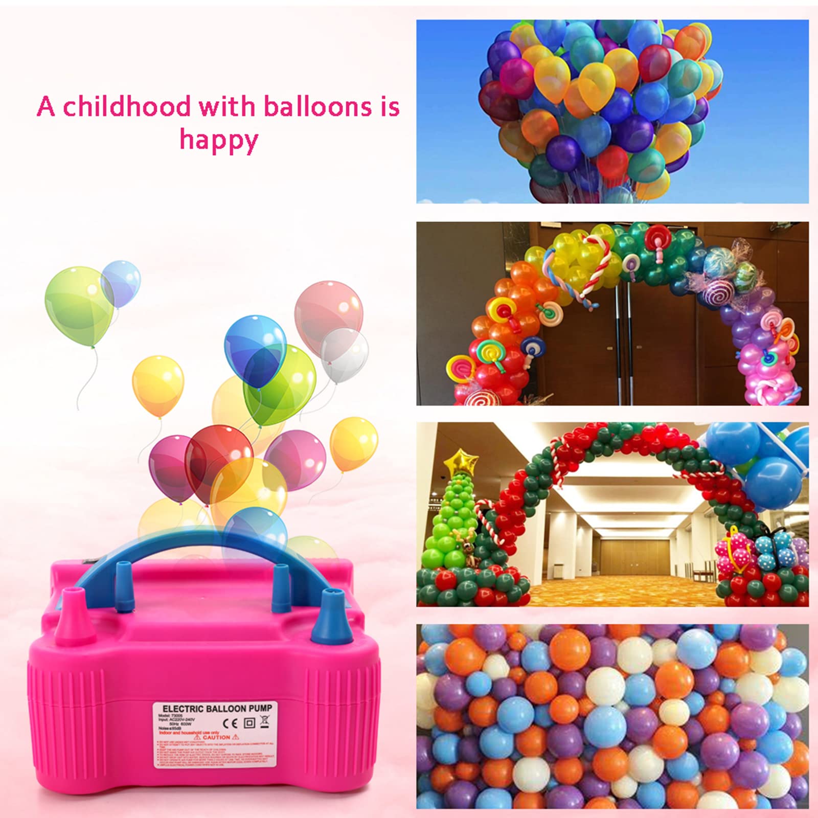 Elektrische Ballonpumpe 600W – Lila – Inkl. Zubehör-Set Für Party & Deko – Automatisch & Halbautomatisch