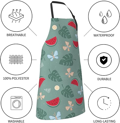 Miniatura 45 de Delantales para mujer con bolsillos, delantal de chef ajustable, correa para el cuello, delantal de cocina impermeable