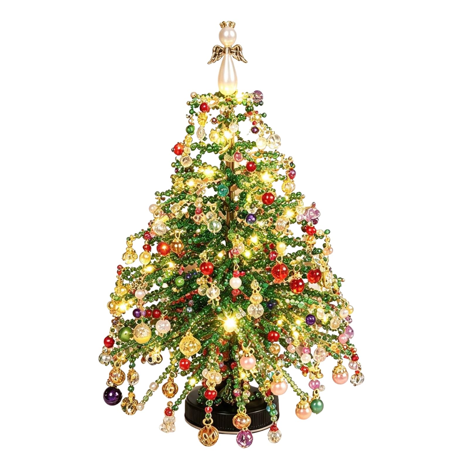 DIY Beaded Christmas Tree Craft Making Kit with LED Light for Adult and Kid