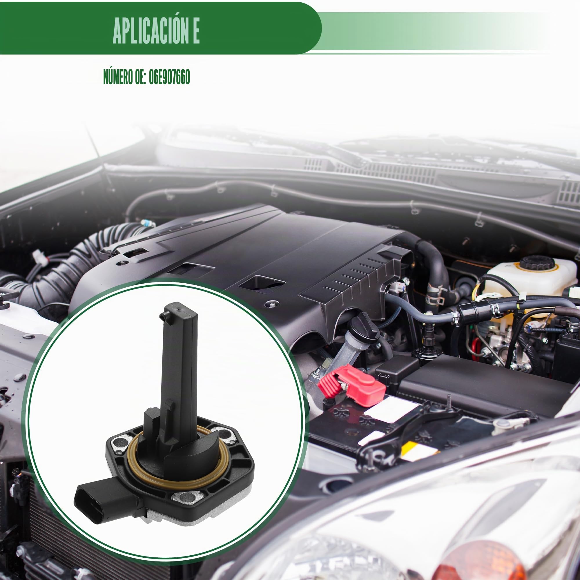 A ABSOPRO Sensor De Nivel De Aceite Para Audi A3 06-13 1Pc | Negro Plata Tono, Metal/Plástico, 105X93X67Mm, Oe 06E907660, Para Audi A4 05-09, A6 05-11, A8 07-10, Q3 15-18, Q7 07-10