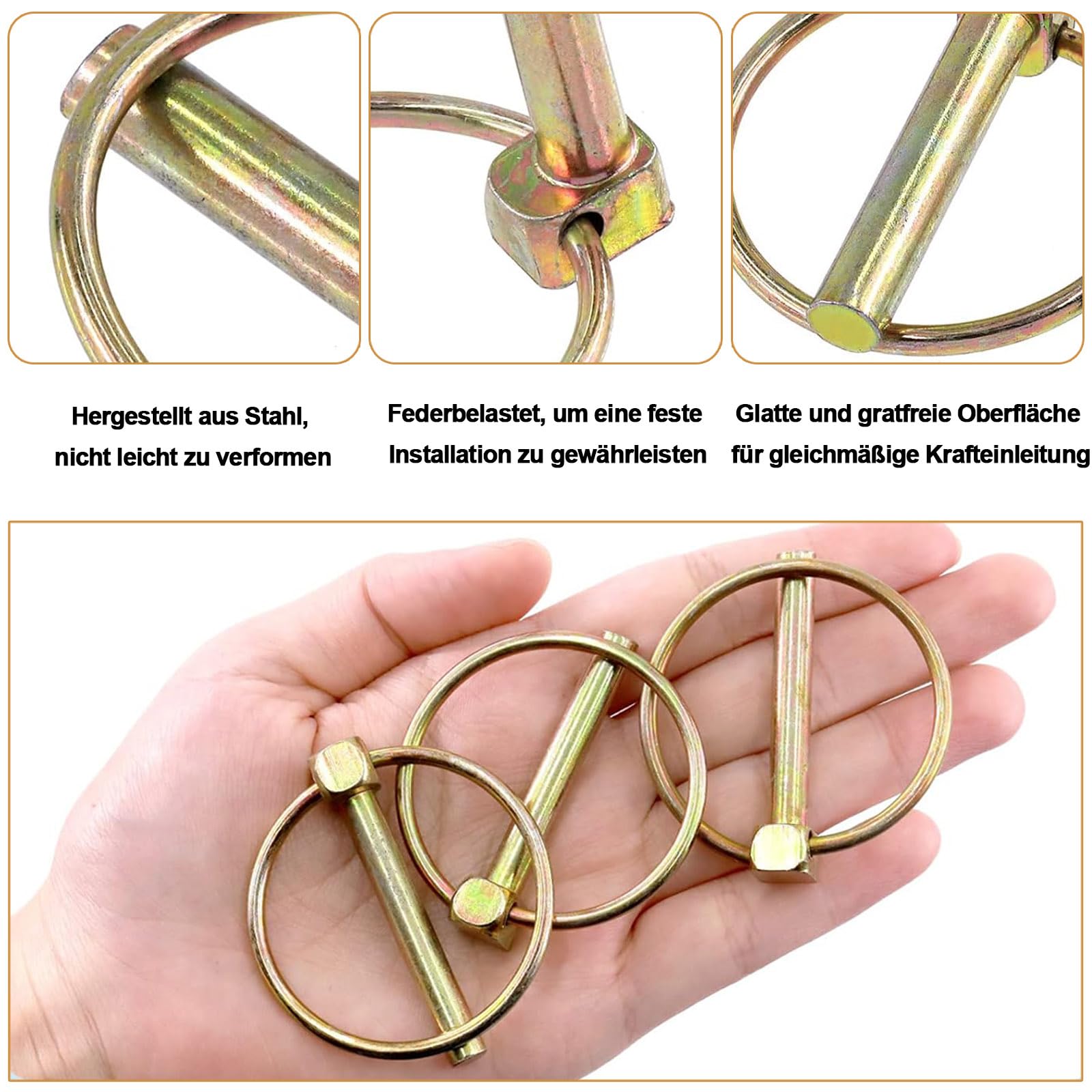 Folding Pipe Pins, D-shaped Safety Pin Made Of Galvanised Steel, Pipes