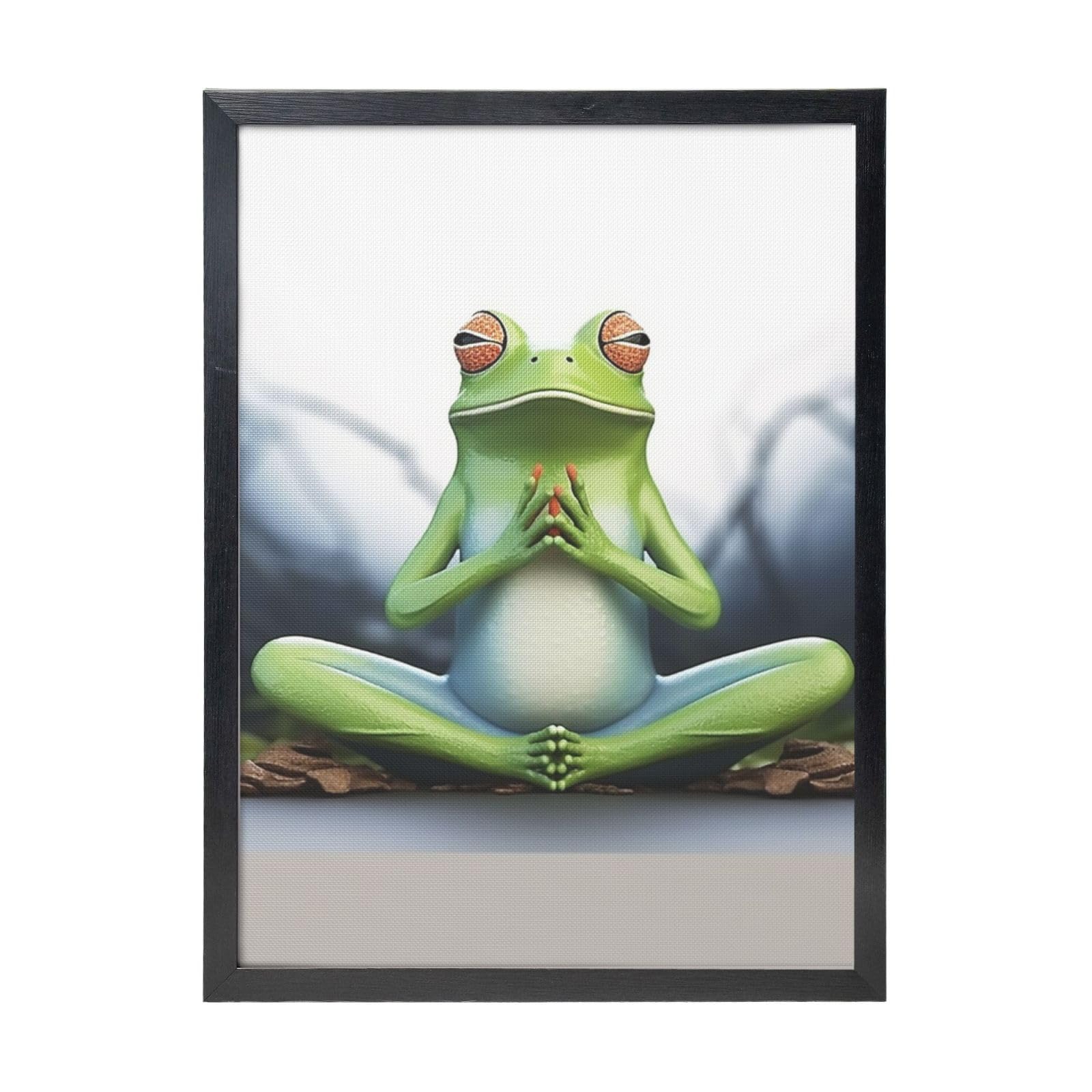 Framed Wall Art - Decorative Canvas Painting Funny Yoga Frog Pictures Poster Aesthetic Modern Prints Artwork for Bedroom Office Wall Decor Ready To Hang 12x16 in
