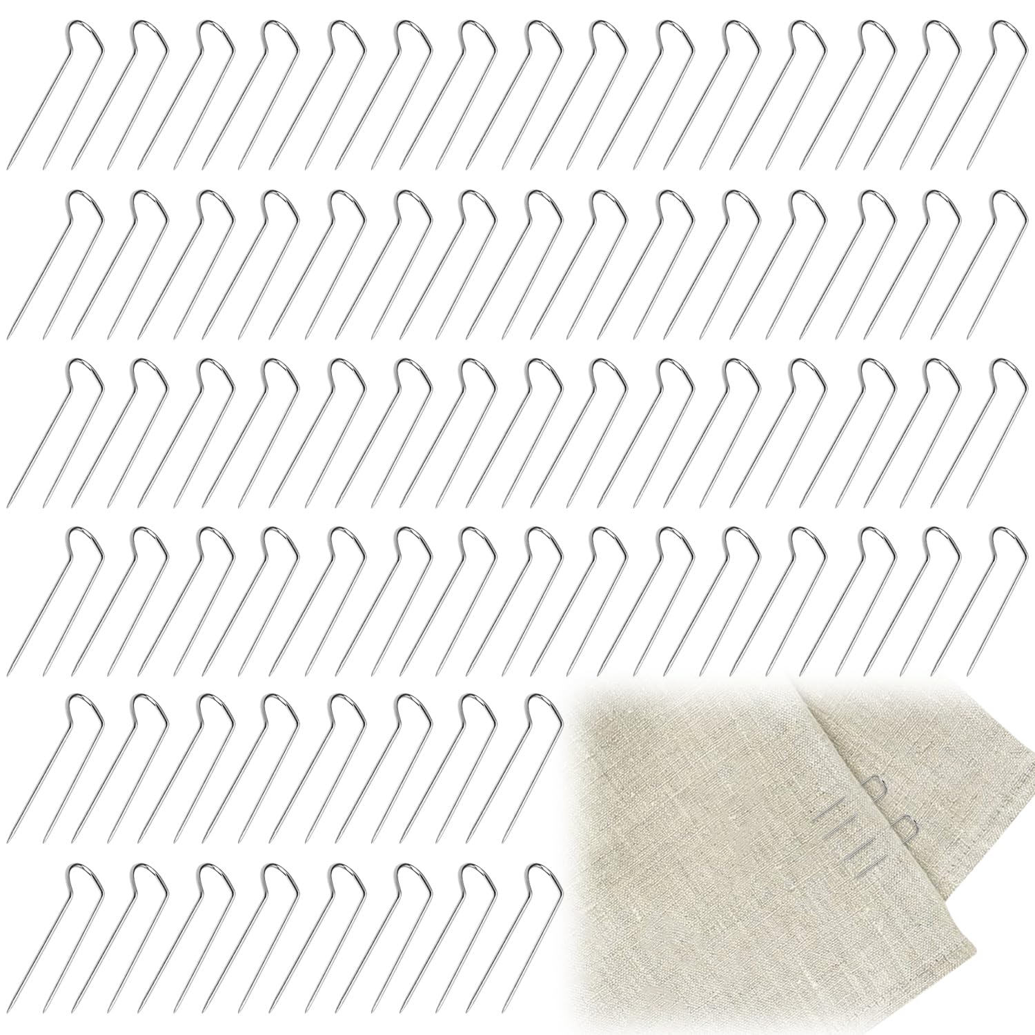 SUBTAVIK 100 Pcs Sewing U Pins | 23mm U Shaped Fork Pin | Stainless Steel Straight Blocking Pins | Quilting Pins | for Sewing Crafts DIY Jewelry Home Decor